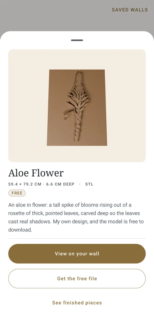 The Aloe Flower's details: size, description, View on your wall, and Get the free file